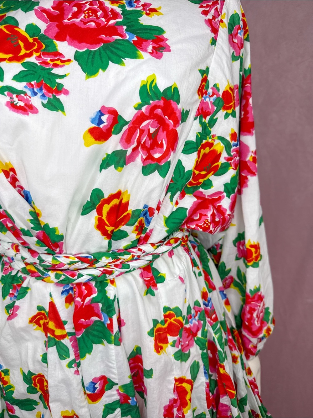 Rhode Resort Womens 100% Cotton White Floral Mini Dress Size Medium Ella Belted - Picture 4 of 10